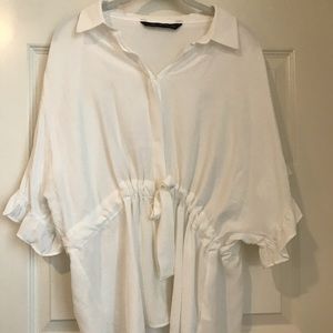 Zara White Ruffled Blouse